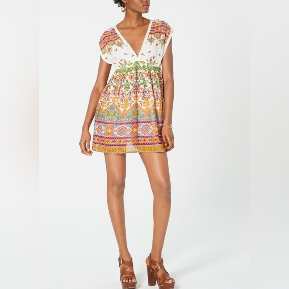 RAGA Anthropologie Boho Lacy Beaded Babydoll Dress Size Small